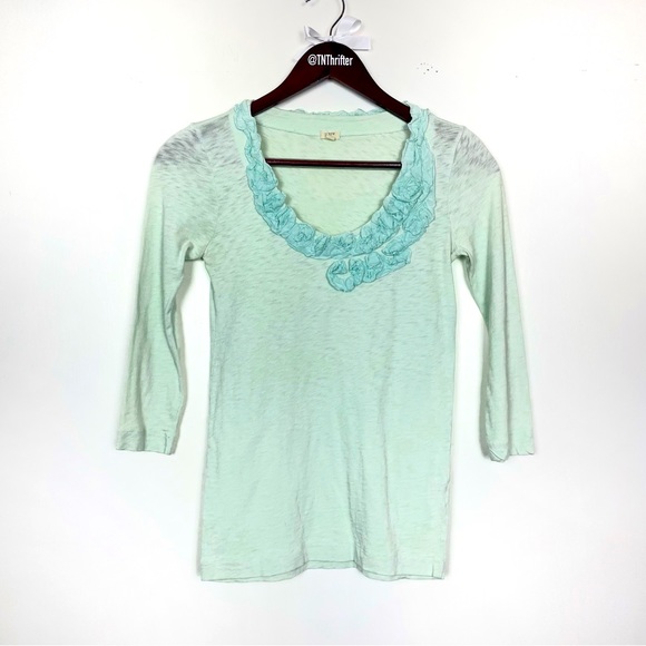 J Crew Women’s Cotton Three Quarter Sleeve Lightweight Shirt Sz XS Seafoam Green - Picture 1 of 7